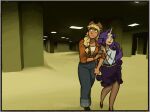  2girls applejack backrooms_(creepypasta) blonde_hair braid contemporary cowboy_hat crossover dark-skinned_female dark_skin denim green_eyes hat horns jeans long_hair multiple_girls my_little_pony my_little_pony:_friendship_is_magic pants pantyhose personification phone photo_background purple_hair rarity_(my_little_pony) single_braid single_horn skirt timelessclownry worried 