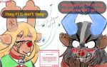 16:10 angry anthro antlers bell bell_collar black_hair blonde_hair blush buckteeth cage_muzzle clothing collar december_holiday deer deltarune duo embarrassed english_text female hair hair_blow highlights_(coloring) horn jingle_bell jingle_bell_collar mammal muzzle_(object) new_world_deer noelle_holiday playdoe red_nose reindeer simple_background snowflake spots strawpage strawpage_request teeth text trans_(lore) trans_woman_(lore) undertale_(series) white_background widescreen wind