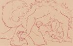 16:10 3_arms anthro arthur_lester duo feet fluffy foot_on_chest genitals grinding hare hi_res lagomorph latenightfoxhunt leporid line_art lying male male/male mammal multi_arm multi_limb on_back pawpads penis pinned pinned_to_ground size_difference teratophilia unknown_species werecreature widescreen