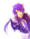  artist_request blood blue_eyes blue_hair decus fur_coat long_hair male_focus outstretched_hand solo tales_of_(series) tales_of_symphonia tales_of_symphonia_knight_of_ratatosk white_background 