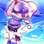 2026 aircraft airplane ambiguous_anthro ambiguous_gender anthro censored clothed clothed_ambiguous clothed_anthro clothing gemlikesplanes mixed_media mosaic_censorship photo_background photography_(artwork) solo thought_bubble unknown_species vehicle