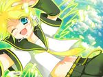  bad_id bad_pixiv_id blonde_hair green_eyes kagamine_len male_focus midriff navel one_eye_closed sokomushi solo vocaloid 