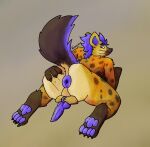 absurd_res all_fours animal_genitalia animal_penis anthro anus backsack balls blue_anus blue_body blue_fur blue_hair blue_pawpads blue_penis butt canine_genitalia canine_penis fur genitals hair hand_on_butt hi_res hyena iambe_(kassiopeia117) kassiopeia117 knot knotted_penis male mammal nonbinary_(lore) pawpads penis penis_backwards presenting presenting_hindquarters puffy_anus solo spotted_hyena spread_butt spreading