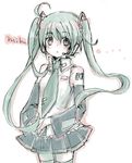  ama_(pixiv) detached_sleeves green_eyes green_hair hatsune_miku long_hair lowres solo thighhighs twintails vocaloid zettai_ryouiki 