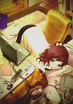  absurdres bad_id bad_pixiv_id brown_hair computer drawing_tablet glasses highres laptop original room solo y-chan 