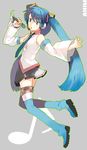  bad_id bad_pixiv_id blue_eyes blue_hair detached_sleeves hatsune_miku long_hair microphone musical_note necktie skirt solo thighhighs twintails uichi vocaloid 