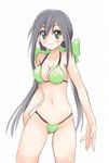  bikini black_hair green_eyes long_hair original solo sora_to_umi swimsuit twintails 