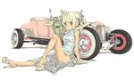  blonde_hair blue_eyes cactus car china_dress chinese_clothes dress ground_vehicle haku_(sabosoda) high_heels long_hair motor_vehicle no_panties original shoes smile solo 