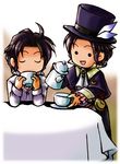  closed_eyes drinking frederic_chopin fuju hat lowres male_focus multiple_boys trusty_bell 