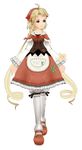  3d ahoge apron artist_request blonde_hair corset highres long_sleeves looking_at_viewer polka_(trusty_bell) simple_background solo standing trusty_bell waist_apron white_background 