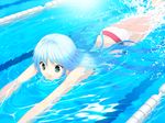  bikini blue_hair game_cg green_eyes lane_line mizumori_minami pool solo soshite_ashita_no_sekai_yori splashing swimming swimsuit ueda_ryou water 