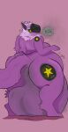 absurd_res anthro balls belly big_balls big_belly big_butt burping butt cock_vore genitals hi_res huge_balls hyper hyper_balls hyper_genitalia machine male overweight penile penis protogen solo standing star vore