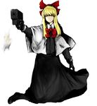  1girl bad_id bad_pixiv_id blame! blonde_hair cloak gloves graviton_beam_emitter gun parody red_eyes shanghai_doll solo touhou un-known_(ninesix) weapon 