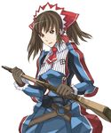  alicia_melchiott bad_id bad_pixiv_id brown_eyes brown_hair gloves gun military military_uniform pola rifle senjou_no_valkyria senjou_no_valkyria_1 solo twintails uniform weapon 