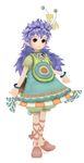  3d artist_request blue_dress bracelet dress highres jewelry long_hair looking_at_viewer march_(trusty_bell) puffy_short_sleeves puffy_sleeves short_sleeves simple_background solo spiked_hair standing tabard trusty_bell very_long_hair white_background 