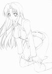  artist_request breasts covered_nipples greyscale highres kawashima_ami kneeling large_breasts monochrome mouth_hold open_clothes open_shirt panties panty_pull shirt sketch socks solo toradora! underwear 