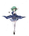  black_eyes bug character_request coat copyright_request green_hair hair_ribbon insect loafers ribbon satomi shoes skirt solo thighhighs white_legwear 