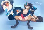 anal anal_penetration animal_genitalia animal_penis anthro anus balls black_claws black_nose black_tail_tip blue_anus blue_body blue_eyes blue_fur blue_pawpads blue_penis blue_tail brown_tail canid canine canine_genitalia canine_penis canis claws dildo dipstick_tail duo english_text fox fur genitals hi_res kesha_kotolapa knot knotted_dildo knotted_penis male male/male mammal markings object_in_ass pawpads penetration penis sex_toy sex_toy_in_ass sex_toy_insertion tail tail_markings text white_balls white_body white_fur wolf