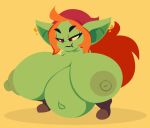 2026 areola belly big_belly big_breasts big_ears boots breasts brown_boots brown_clothing brown_footwear clothing ear_piercing eyebrows female footwear goblin green_areola green_body green_nipples green_skin hair huge_belly huge_breasts humanoid navel nipples nude nude_female orange_hair overweight piercing pupils purple_pupils red_eyes shoes simple_background smuggoblin solo thick_eyebrows yellow_background yellow_sclera