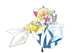  blonde_hair dagger jamadhar parody ribbon ryouko_(pixiv342653) shanghai_doll solo soulcalibur touhou traditional_media voldo weapon 