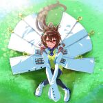  1girl agnes_tachyon_(tach-nology)_(umamusume) agnes_tachyon_(umamusume) ahoge animal_ears black_necktie black_pantyhose brown_hair chemical_structure closed_mouth coat commentary_request cork earrings from_above hair_between_eyes highres horse_ears horse_girl horse_tail jewelry lab_coat long_sleeves looking_at_viewer morimoru413 necktie pantyhose red_eyes shirt shoes short_necktie single_earring sitting sleeves_past_fingers sleeves_past_wrists smile solo sweater sweater_vest tail test_tube umamusume white_coat white_shoes wolf_cut yellow_sweater yellow_sweater_vest 
