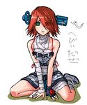  a.b.a bandages fingerless_gloves gloves green_eyes guilty_gear hair_ornament hair_over_one_eye key key_in_head non-web_source red_hair short_hair single_glove solo 