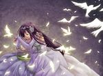  bad_id bad_pixiv_id bird black_hair cage closed_eyes detached_sleeves dress final_fantasy final_fantasy_ix garnet_til_alexandros_xvii gown hair_ornament long_hair low-tied_long_hair niwa_toriko solo 