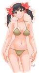  aoyama_sunao bikini black_hair brown_eyes copyright_request highres long_hair md5_mismatch solo string_bikini swimsuit twintails 