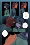 2025 2:3 absurd_res ambiguous_gender ambiguous_human anthro biped black_background brown_body brown_fur brown_hair clothed clothing color_contrast comic cool_colors december_holiday deer deltarune dialogue digital_drawing_(artwork) digital_media_(artwork) duo english_text female female_anthro fur goomyloid hair hand_on_shoulder hi_res human kris_dreemurr lightner mammal new_world_deer scared simple_background snout speech_bubble talking_to_another tan_body tan_skin text undertale_(series)
