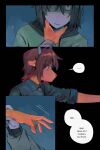 2025 2:3 absurd_res ambiguous_gender ambiguous_human anthro biped black_background brown_body brown_fur brown_hair clothed clothing color_contrast comic cool_colors december_holiday deer deltarune dialogue digital_drawing_(artwork) digital_media_(artwork) duo ellipsis english_text female female_anthro fur goomyloid hair hi_res human kris_dreemurr lightner mammal new_world_deer scared simple_background snout speech_bubble talking_to_another tan_body tan_skin text undertale_(series) wrist_grab