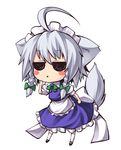  :x ahoge animal_ears bad_id bad_pixiv_id blush chibi dog_ears dog_tail hairband inu_sakuya izayoi_sakuya lowres maid ribbon short_hair silver_hair solo somejima tail touhou 