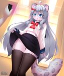 absurd_res ahoge anthro apple_inc. asian_clothing black_bottomwear black_clothing black_legwear black_skirt black_thigh_highs blue_eyes bottomwear cellphone censored clothed clothing clothing_lift dakeneshi duo east_asian_clothing electronics exposed_belly eyewear felid female genitals glasses glowing grey_hair hair hi_res hypnosis hypnotic_screen ineffective_censorship inner_ear_fluff iphone japanese_clothing japanese_school_uniform kemono legwear leopard_spots long_hair mammal markings mind_control pantherine pencil_skirt phone red_ribbon ribbons round_glasses school school_uniform self_exposure serafuku shirt skirt skirt_lift smartphone snow_leopard solo_focus spots standing sunset tail tail_markings thigh_highs topwear tuft uniform vulva wearing_glasses white_clothing white_shirt white_topwear