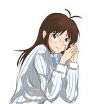  akizuki_ritsuko antenna_hair bangs glasses hair_down idolmaster idolmaster_(classic) idolmaster_1 long_hair solo willwind30 