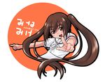  brown_eyes brown_hair long_hair minami-ke minami_kana pointing school_uniform solo sugiura twintails 