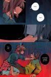 2025 2:3 abstract_background absurd_res ambiguous_gender ambiguous_human angry anthro biped brown_body brown_fur brown_hair clothed clothing color_contrast comic cool_colors december_holiday deer deltarune dialogue digital_drawing_(artwork) digital_media_(artwork) duo english_text female female_anthro fur goomyloid hair hand_on_neck hi_res human kris_dreemurr lightner mammal neck_grab new_world_deer scared snout snowgrave speech_bubble talking_to_another tan_body tan_skin text undertale_(series)