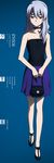  absurdres bag bare_shoulders choker darker_than_black grey_hair handbag highres komori_takahiro purple_eyes purple_skirt skirt solo vector_trace yin 