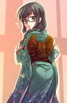  e20 glasses green_eyes houzumi_kaede japanese_clothes kimono looking_back original solo 