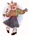accessory anthro antlers blonde_hair bottomwear brown_body brown_fur buckteeth clothed clothing criiitter deer deltarune female fingers footwear fully_clothed fur hair hair_accessory hairclip hooved_fingers hooves horn lightner mammal new_world_deer noelle_holiday reindeer ribbons shirt shoes skirt smile snout socks solo sweater teeth topwear undertale_(series)