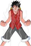  artist_request clenched_hands gear_second hat male_focus monkey_d_luffy one_piece solo straw_hat 