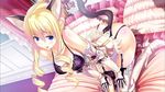  :p animal_ears ass bad_id bad_yandere_id bed bertille_althusser black_bra black_legwear blonde_hair blue_eyes bra breasts cat_ears cat_tail cleavage drill_hair end_card garter_straps greaves heart heart-shaped_pupils highres jpeg_artifacts lace lace-trimmed_thighhighs long_hair medium_breasts mutsumi_masato solo symbol-shaped_pupils tail thighhighs tongue tongue_out twin_drills twintails underwear very_long_hair walkure_romanze 