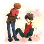  black_hair blue_eyes brown_hair casual inohara_masato little_busters! multiple_boys natsume_kyousuke short_hair spiked_hair sumisawa younger 