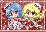  :3 argyle argyle_background ascot bad_id bad_pixiv_id bat_wings blonde_hair blue_hair blush bow chibi cross crystal detached_wings dress fang flandre_scarlet hat minigirl multiple_girls noai_nioshi open_mouth patch puffy_sleeves red_eyes remilia_scarlet ribbon short_hair short_sleeves siblings side_ponytail sisters skirt smile star touhou vest wings wrist_cuffs |_| 