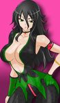  1girl black_hair bodysuit breasts green_eyes highres large_breasts solo supernova_(artist) 