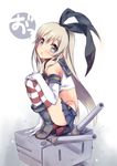  :3 black_panties blonde_hair blue_eyes blush boots ech elbow_gloves gloves grey_footwear hairband highleg highleg_panties kantai_collection long_hair looking_at_viewer panties rensouhou-chan shimakaze_(kantai_collection) skirt socks solo striped striped_legwear thighhighs underwear white_gloves |_| 