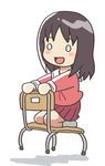  aoyoshi azumanga_daiou chair chibi kasuga_ayumu o_o riding school_uniform serafuku short_hair sitting sitting_backwards 