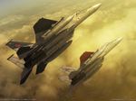  ace_combat_zero aircraft airplane cipher_(ace_combat) cloud drop_tank emblem f-15_eagle fighter_jet highres jet larry_foulke military military_vehicle missile no_humans official_art wallpaper 