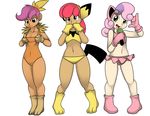  breasts child cosplay cutie_mark_crusaders_(mlp) female friendship_is_magic green_eyes human humanized jigglypuff kloudmutt looking_at_viewer mammal microphone my_little_pony navel nintendo open_mouth pichu plain_background pok&#233;mon pok&eacute;mon scootaloo_(mlp) sweetie_belle_(mlp) torchic underwear video_games white_background young 