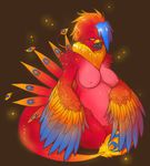  7carpileup amber_eyes anthro avian beak bird breasts chubby feathers female nipples phoenix pregnant pussy solo wings 