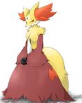  breasts canine claws delphox female fox likesakiii mammal nintendo no_nipples orange_eyes plain_background pok&#233;mon pok&eacute;mon small_breasts solo standing unknown_artist video_games white_background 