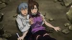  1boy 1girl akatsuki_kojo blue_hair blush breasts brown_hair green_eyes kirasaka_sayaka strike_the_blood tagme 